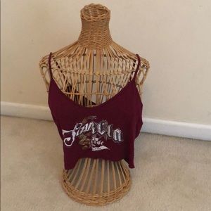 A two piece mesh and crop top